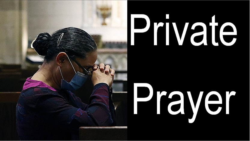 Parishioner wearing  mask praying in church during Covid